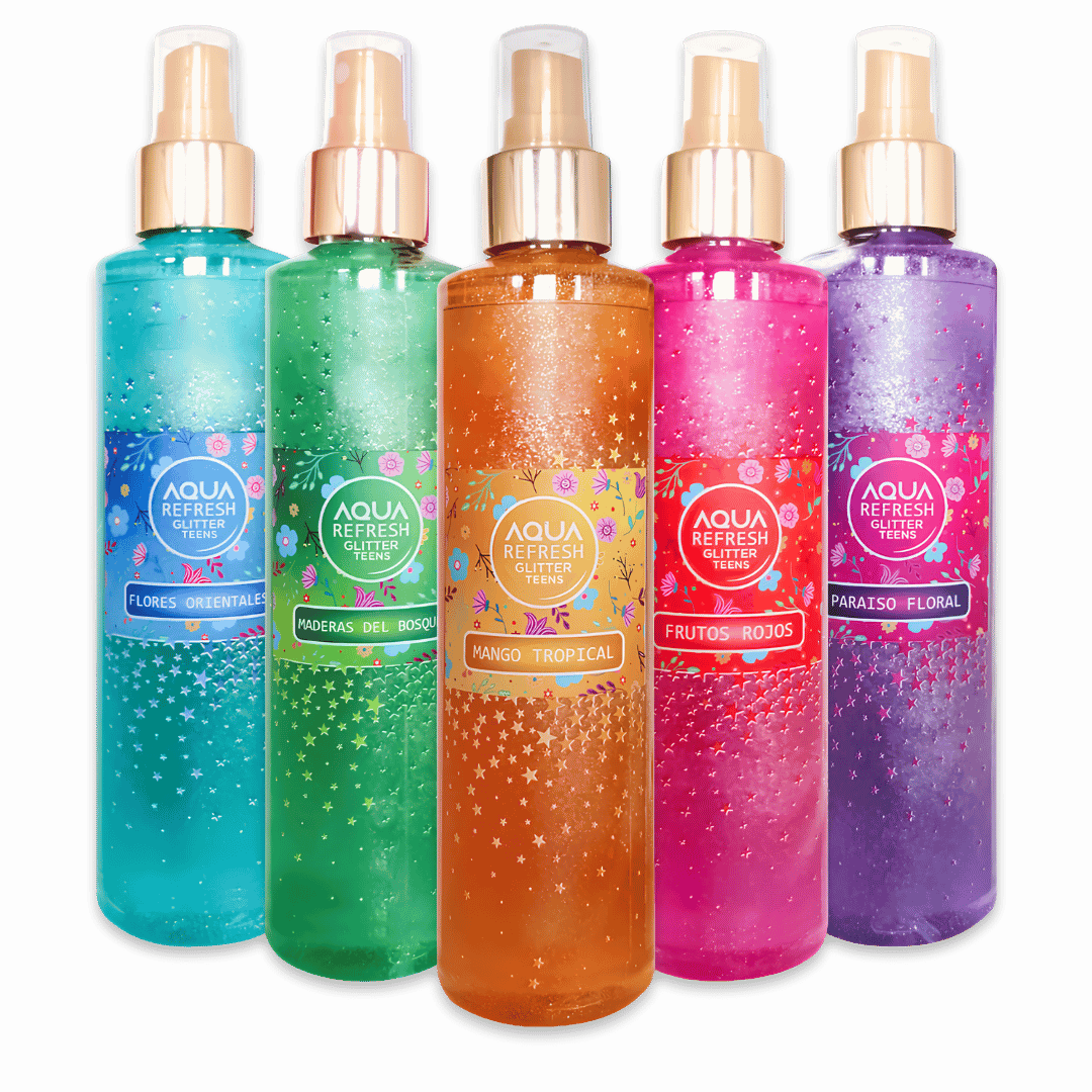 Agua refrescante con aroma y glitter maquila bogota colombia